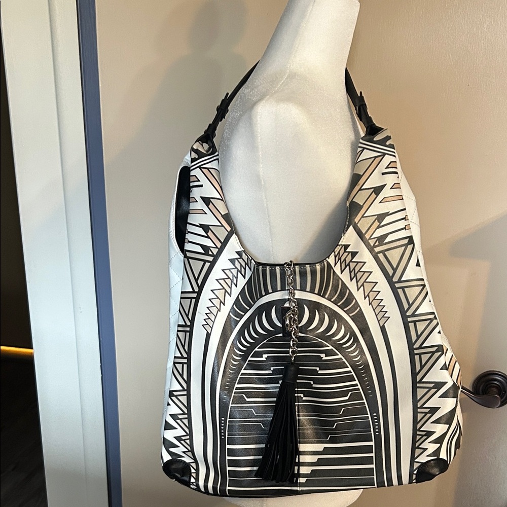 Sharif Monochrome Geometric Shoulder Bag
